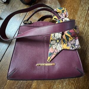 Steve Madden Burgundy Satchel with Floral Scarf